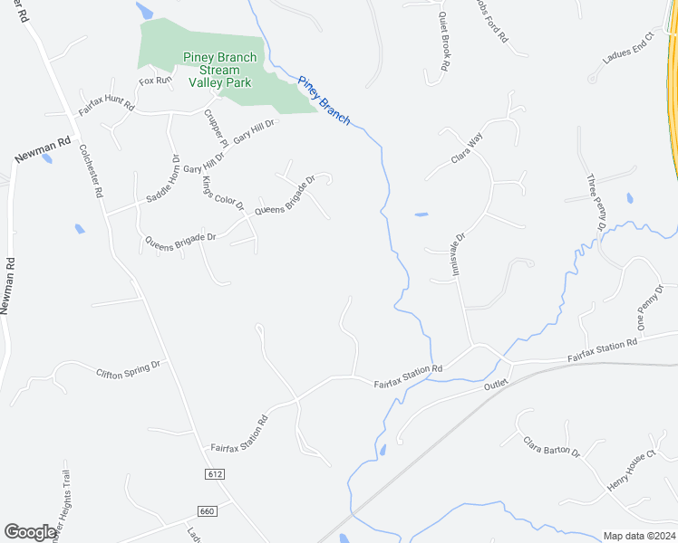 map of restaurants, bars, coffee shops, grocery stores, and more near 6110 Moonpatterns Trail in Fairfax Station
