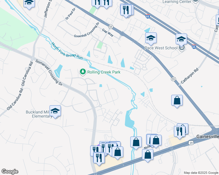 map of restaurants, bars, coffee shops, grocery stores, and more near 14804 Links Pond Circle in Gainesville