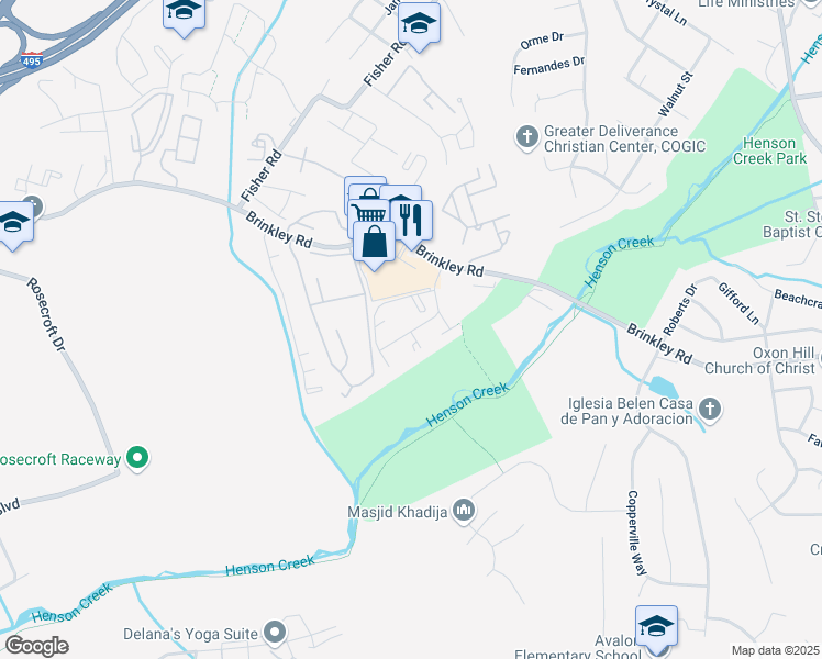 map of restaurants, bars, coffee shops, grocery stores, and more near 3330 Huntley Square Drive in Temple Hills