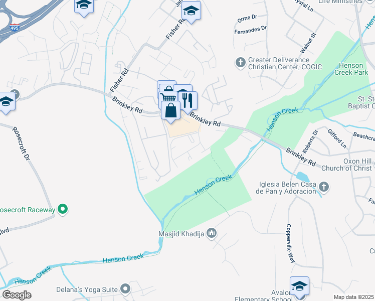 map of restaurants, bars, coffee shops, grocery stores, and more near 3331 Huntley Square Drive in Temple Hills