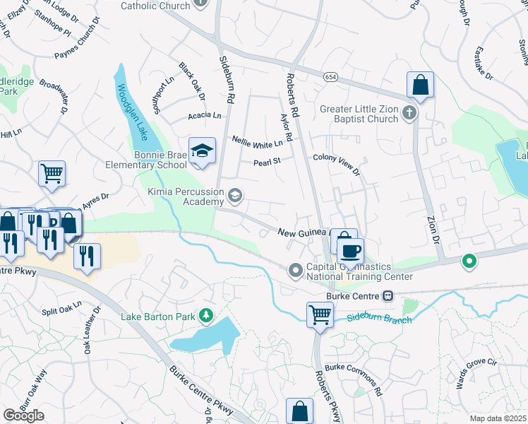 map of restaurants, bars, coffee shops, grocery stores, and more near 5504 Tobego Court in Fairfax