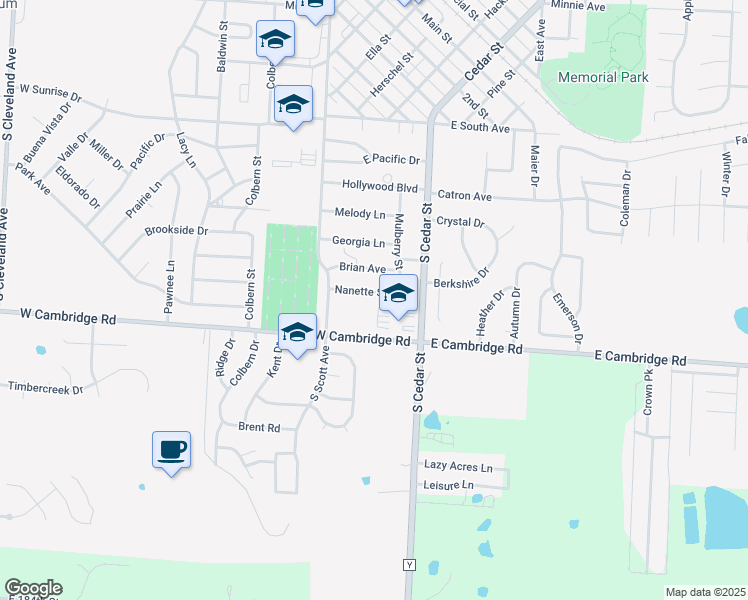 map of restaurants, bars, coffee shops, grocery stores, and more near 116 Brian Avenue in Belton