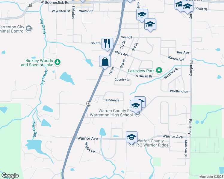 map of restaurants, bars, coffee shops, grocery stores, and more near 9 Country Lane in Warrenton