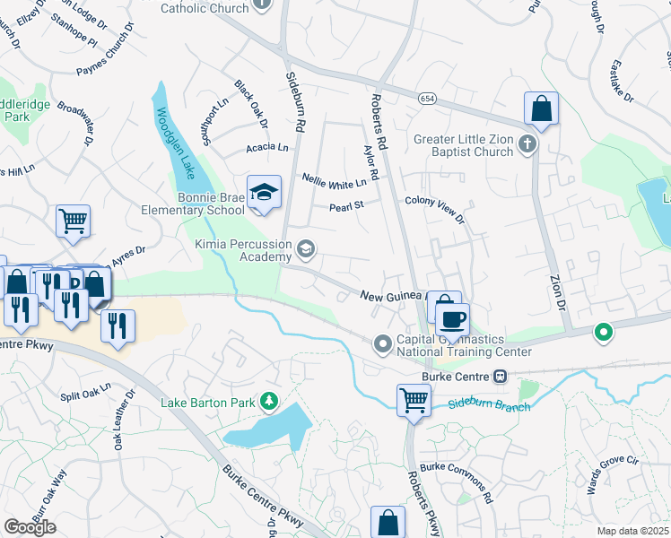 map of restaurants, bars, coffee shops, grocery stores, and more near 5506 Tobego Court in Fairfax