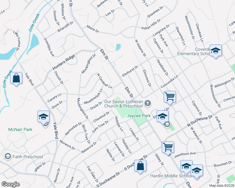 map of restaurants, bars, coffee shops, grocery stores, and more near 613 Lammert Court in Saint Charles