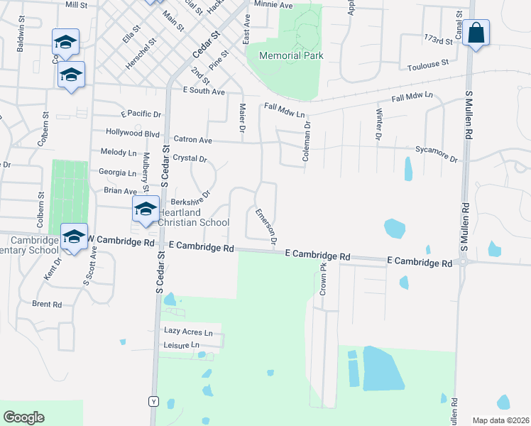 map of restaurants, bars, coffee shops, grocery stores, and more near 715 Emerson Drive in Belton