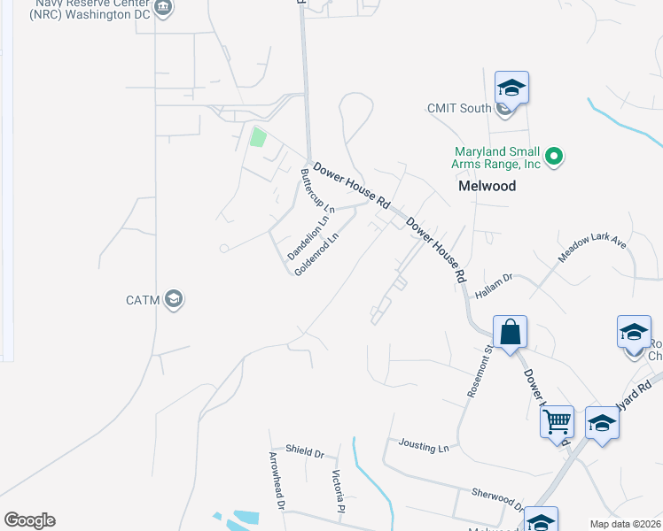 map of restaurants, bars, coffee shops, grocery stores, and more near 6401 Foxley Road in Upper Marlboro