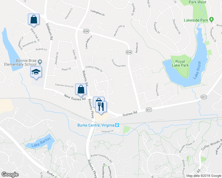 map of restaurants, bars, coffee shops, grocery stores, and more near 10262 Eagle Nest Court in Fairfax