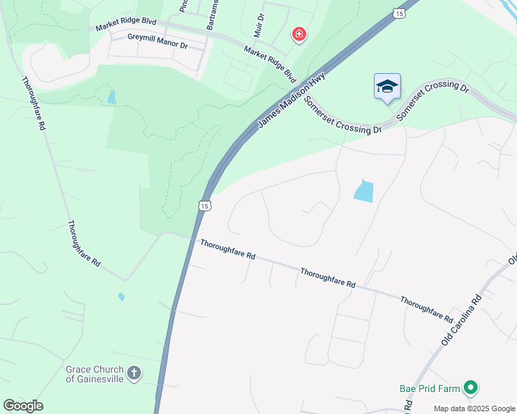map of restaurants, bars, coffee shops, grocery stores, and more near 7149 Currie Farm Drive in Haymarket