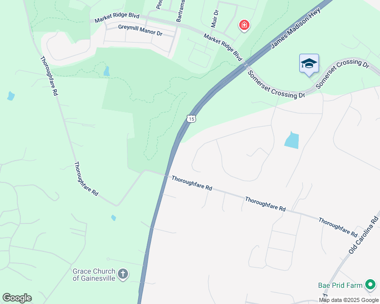map of restaurants, bars, coffee shops, grocery stores, and more near 15682 Calum Court in Haymarket