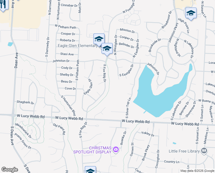 map of restaurants, bars, coffee shops, grocery stores, and more near 1502 Willow Circle in Raymore