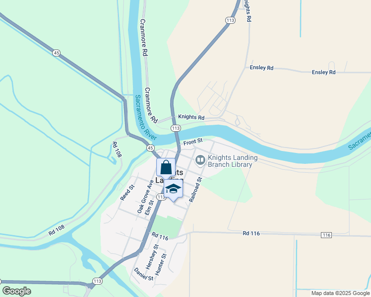 map of restaurants, bars, coffee shops, grocery stores, and more near 9320 Mill Street in Knights Landing