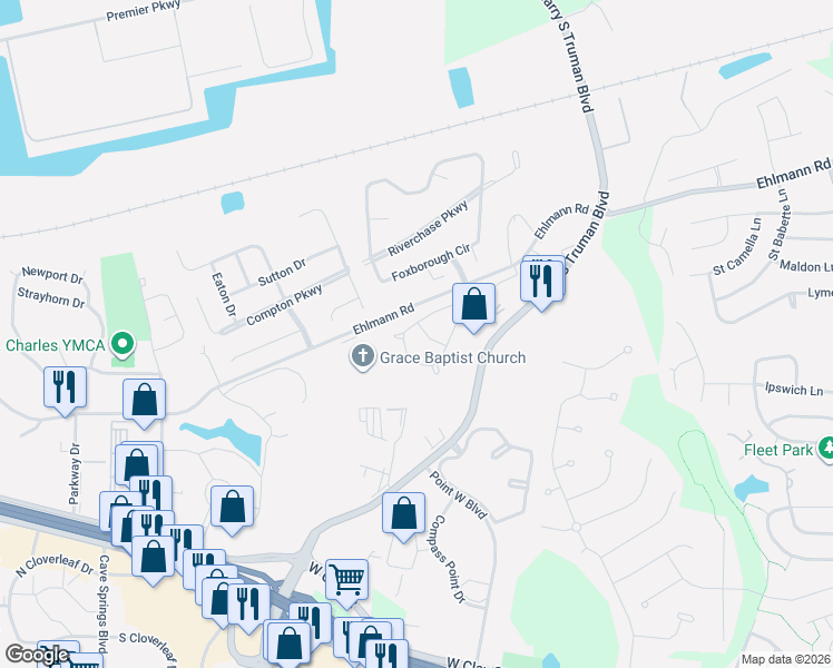 map of restaurants, bars, coffee shops, grocery stores, and more near 2914 Mac Arthur Drive in Saint Charles