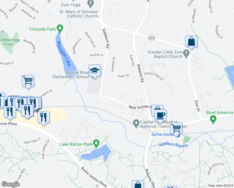 map of restaurants, bars, coffee shops, grocery stores, and more near 10439 Calumet Grove Drive in Fairfax
