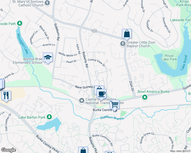 map of restaurants, bars, coffee shops, grocery stores, and more near 10313 Latney Road in Fairfax