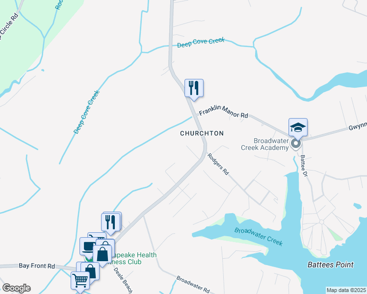 map of restaurants, bars, coffee shops, grocery stores, and more near 5558 Deale Churchton Road in Deale