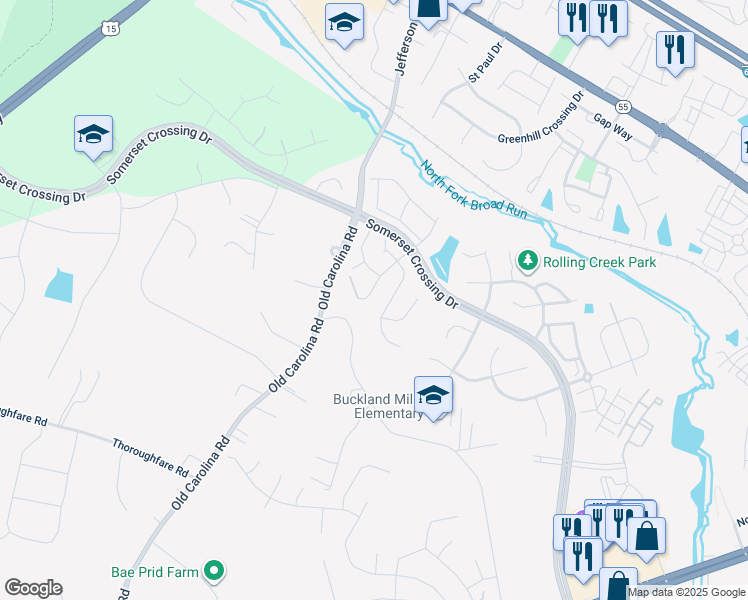 map of restaurants, bars, coffee shops, grocery stores, and more near 7125 Clarkton Court in Gainesville