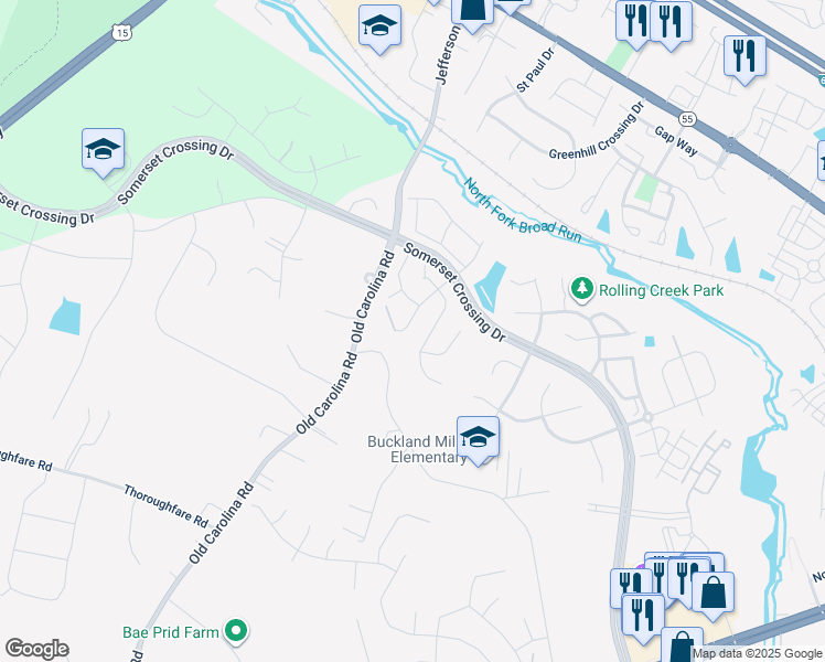 map of restaurants, bars, coffee shops, grocery stores, and more near 7125 Clarkton Court in Gainesville