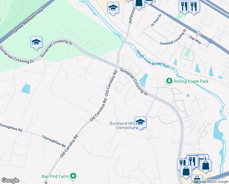 map of restaurants, bars, coffee shops, grocery stores, and more near 7145 Clarkton Court in Gainesville