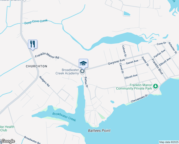 map of restaurants, bars, coffee shops, grocery stores, and more near 1103 Gwynne Avenue in Deale