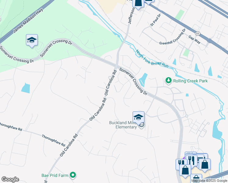 map of restaurants, bars, coffee shops, grocery stores, and more near 7145 Clarkton Court in Gainesville