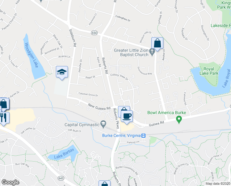 map of restaurants, bars, coffee shops, grocery stores, and more near 10346 Latney Road in Fairfax