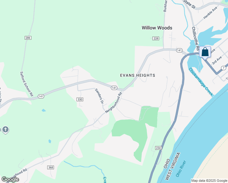 map of restaurants, bars, coffee shops, grocery stores, and more near 683 Ohio 141 in Gallipolis