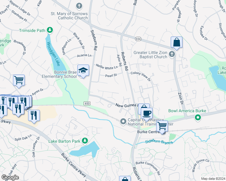 map of restaurants, bars, coffee shops, grocery stores, and more near 10430 Calumet Grove Drive in Fairfax