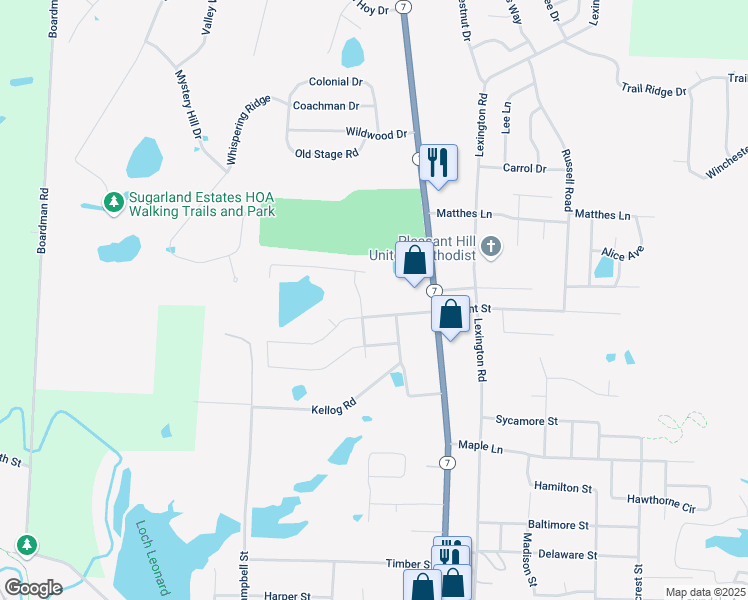 map of restaurants, bars, coffee shops, grocery stores, and more near 1302 Strictus Drive in Pleasant Hill