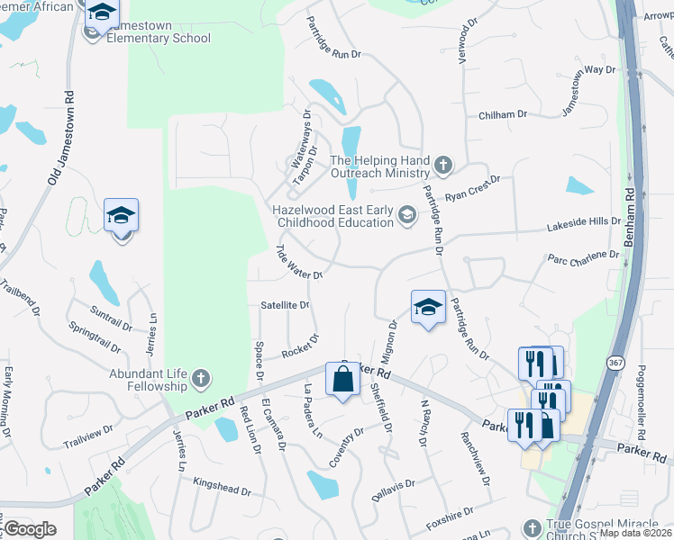 map of restaurants, bars, coffee shops, grocery stores, and more near 6473 Tide Water Drive in Florissant