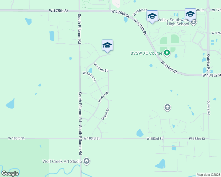 map of restaurants, bars, coffee shops, grocery stores, and more near 18109 Hauser Street in Overland Park