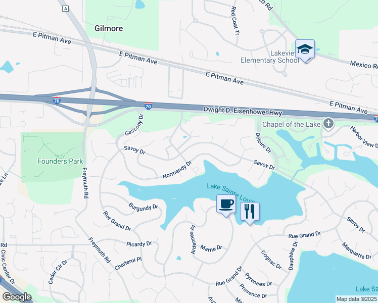 map of restaurants, bars, coffee shops, grocery stores, and more near 27 Savoy Drive in Lake Saint Louis