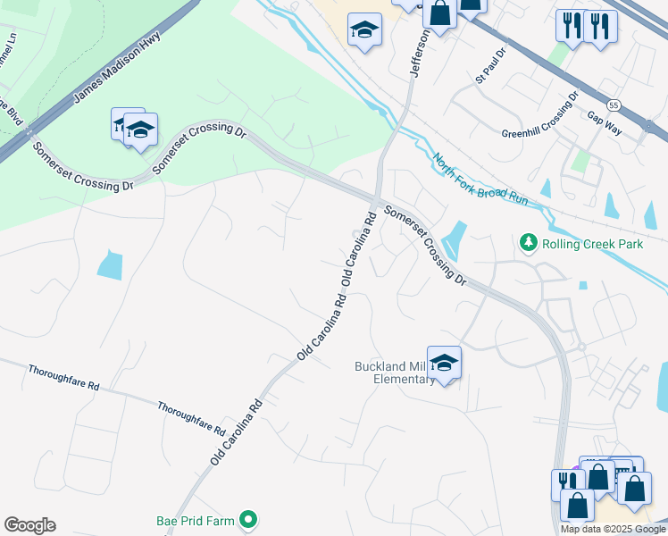 map of restaurants, bars, coffee shops, grocery stores, and more near 7014 Old Carolina Road in Gainesville