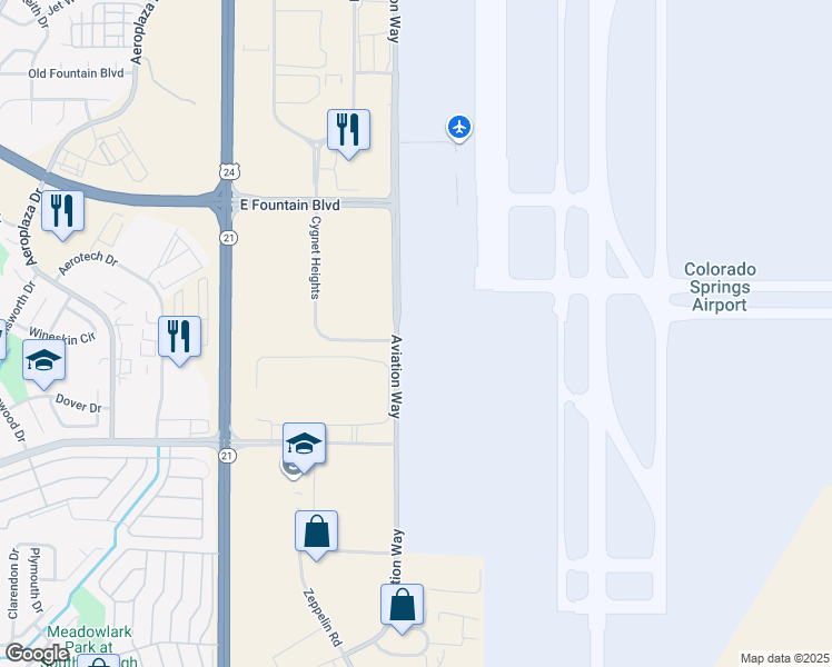 map of restaurants, bars, coffee shops, grocery stores, and more near in Colorado Springs
