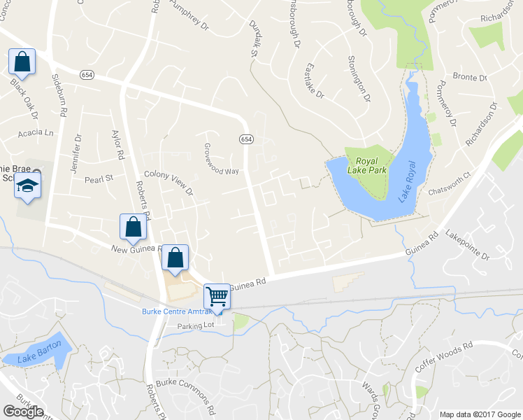 map of restaurants, bars, coffee shops, grocery stores, and more near 5429 Safe Harbor Court in Fairfax