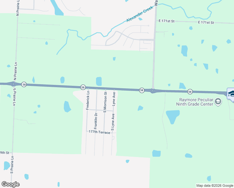 map of restaurants, bars, coffee shops, grocery stores, and more near 101 Lyne Avenue in Raymore