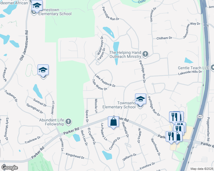map of restaurants, bars, coffee shops, grocery stores, and more near 6473 Tide Water Drive in Florissant
