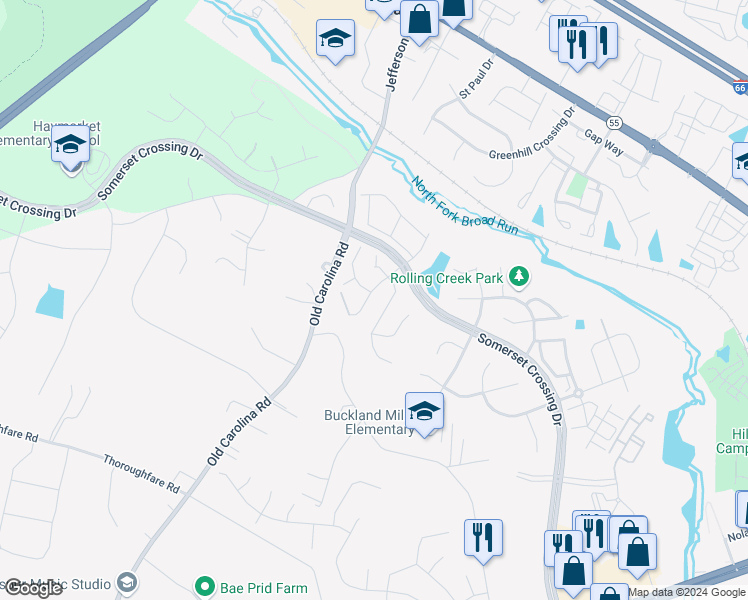map of restaurants, bars, coffee shops, grocery stores, and more near 7113 Clarkton Court in Gainesville