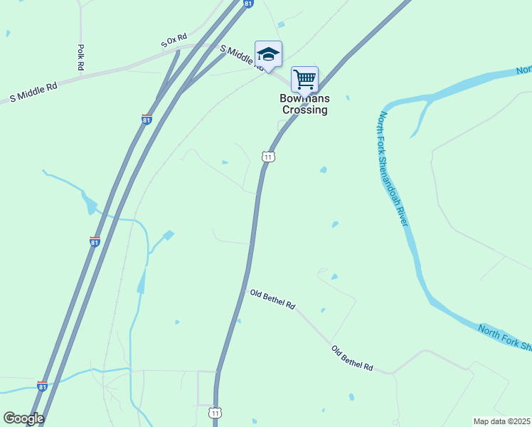 map of restaurants, bars, coffee shops, grocery stores, and more near 13170 Old Valley Pike in Edinburg