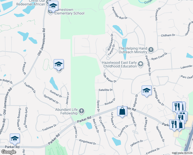 map of restaurants, bars, coffee shops, grocery stores, and more near 6281 Sandycreek Drive in Florissant
