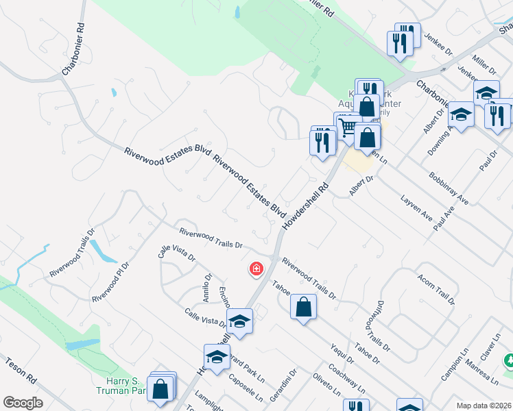 map of restaurants, bars, coffee shops, grocery stores, and more near 124 Seminary Court in Florissant