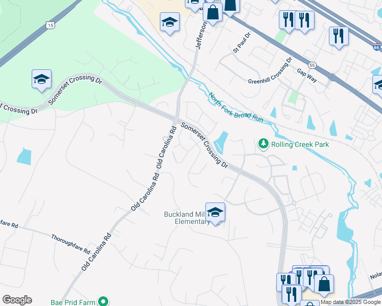 map of restaurants, bars, coffee shops, grocery stores, and more near 7109 Clarkton Court in Gainesville