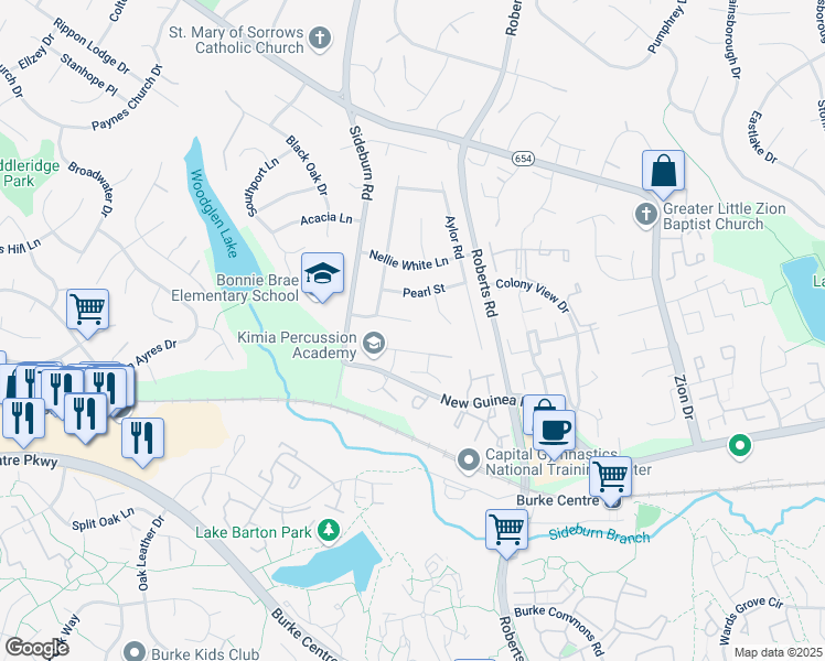map of restaurants, bars, coffee shops, grocery stores, and more near 10411 Fyfe Court in Fairfax