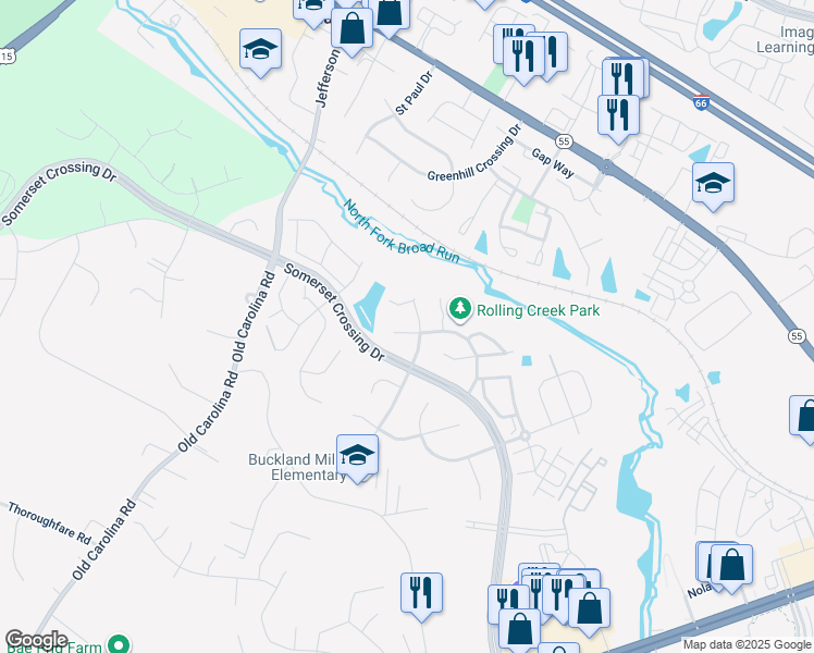 map of restaurants, bars, coffee shops, grocery stores, and more near 10604 Busick Court in Gainesville
