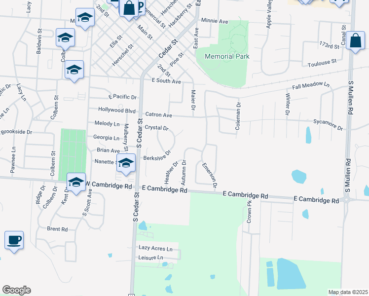 map of restaurants, bars, coffee shops, grocery stores, and more near 704 Autumn Drive in Belton