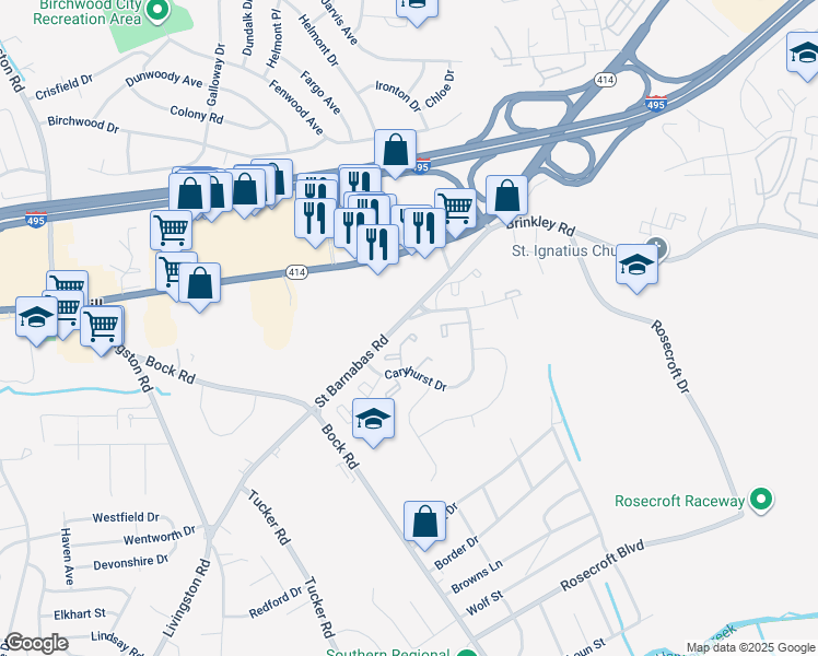 map of restaurants, bars, coffee shops, grocery stores, and more near 6311 Bentham Court in Fort Washington