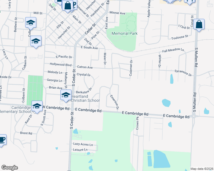 map of restaurants, bars, coffee shops, grocery stores, and more near 715 Emerson Drive in Belton
