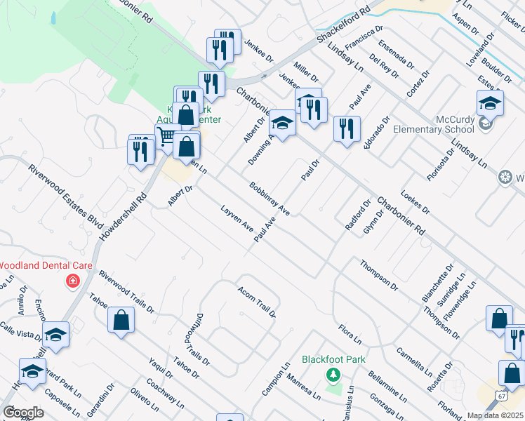 map of restaurants, bars, coffee shops, grocery stores, and more near 1745 Keeven Lane in Florissant