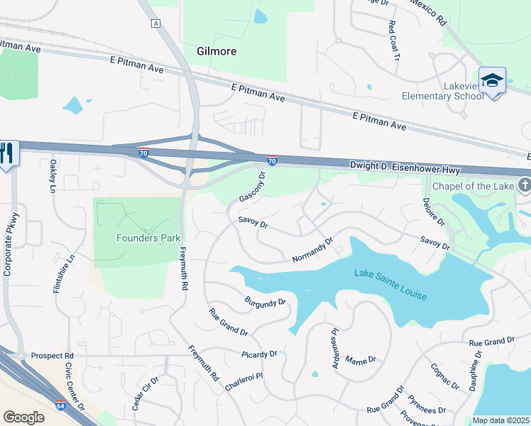 map of restaurants, bars, coffee shops, grocery stores, and more near 53 Savoy Drive in Lake Saint Louis