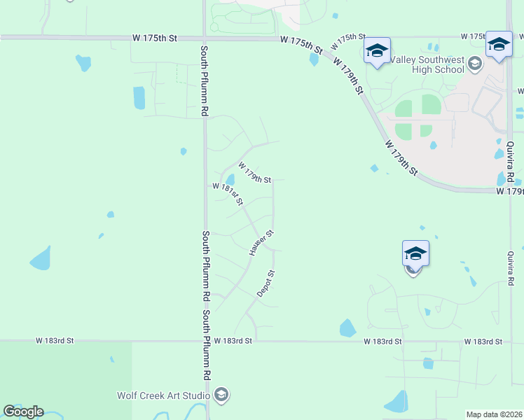 map of restaurants, bars, coffee shops, grocery stores, and more near 18109 Hauser Street in Overland Park